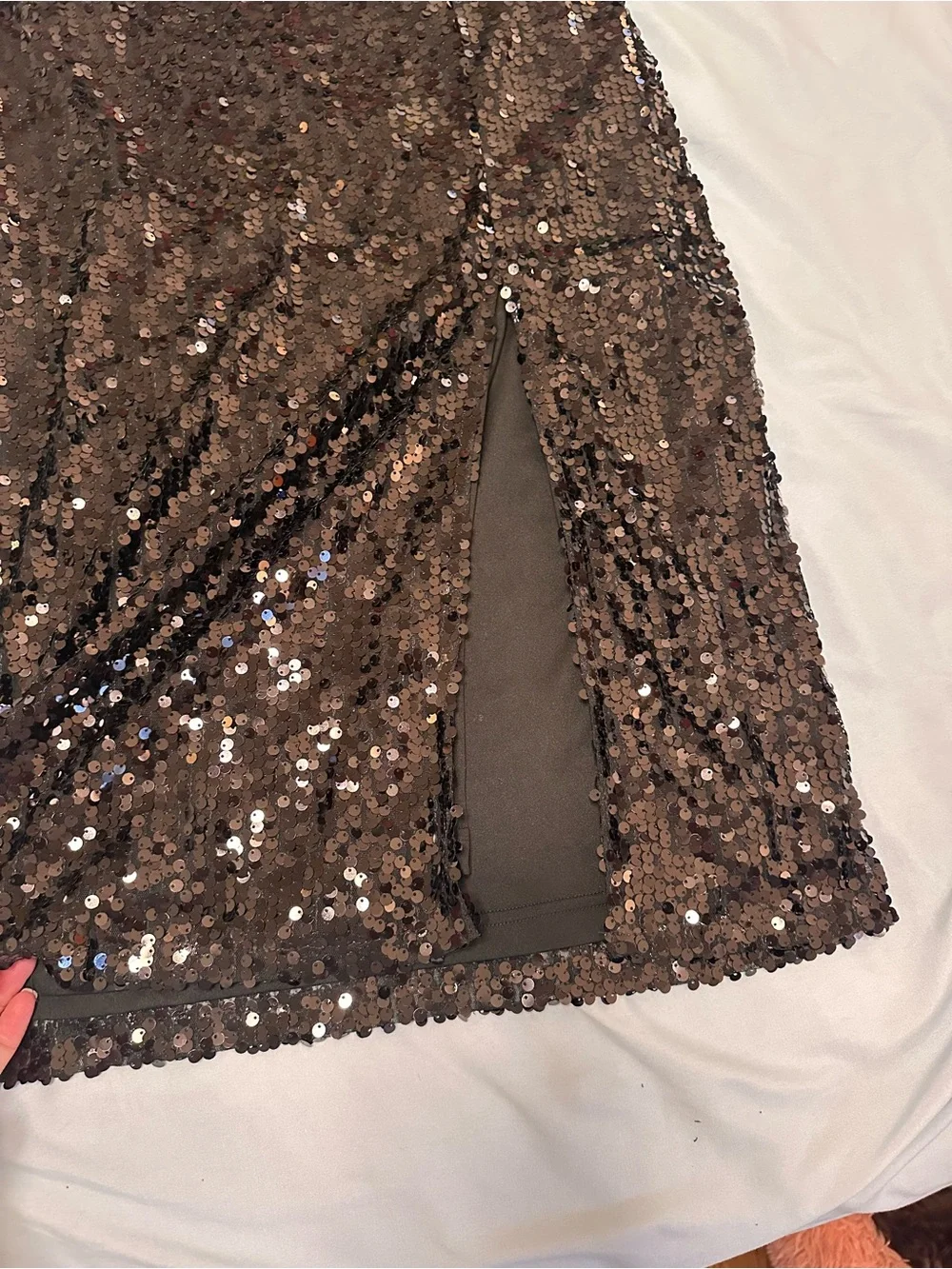 JustFab Black Sequin Midi Skirt